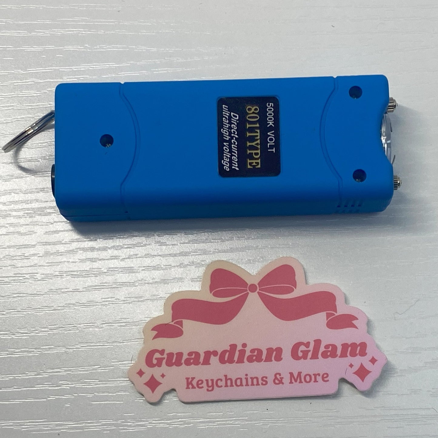 Light Blue Flashlight Alarm Keychain