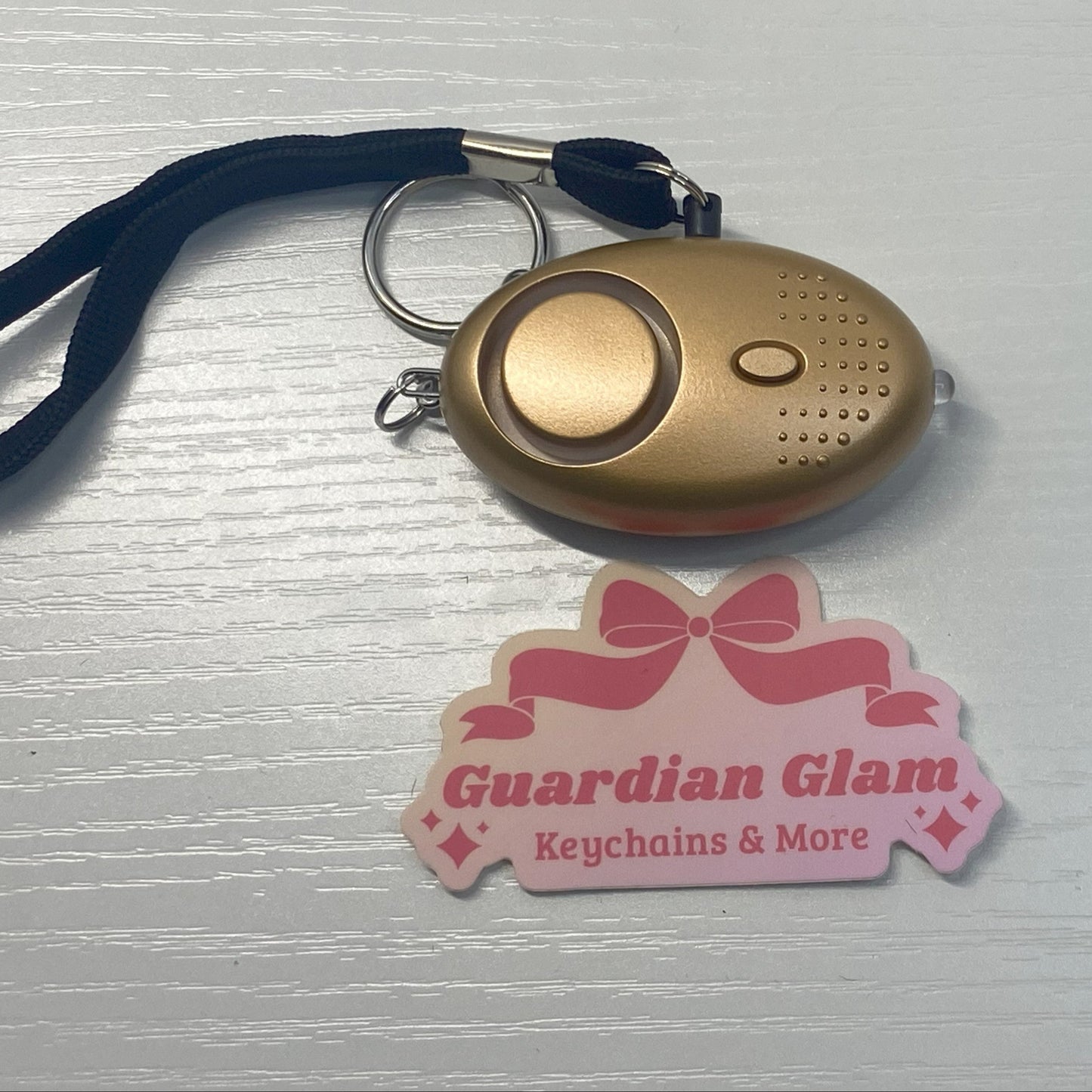 Gold Flashlight Alarm Keychain