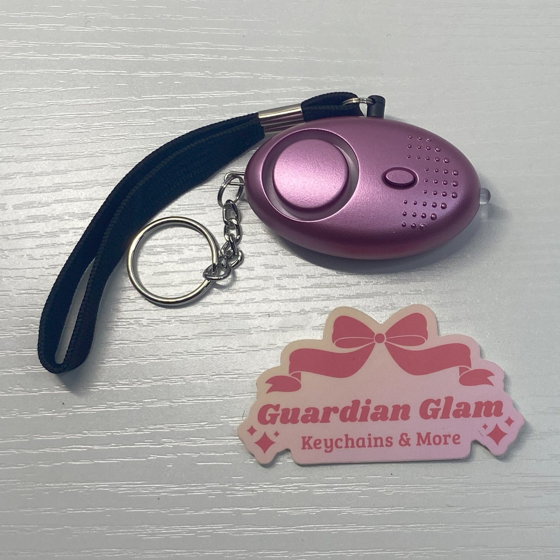 Dark Pink Flashlight Alarm Keychain
