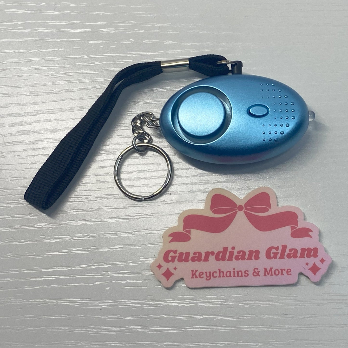 Light Blue Flashlight Alarm Keychain