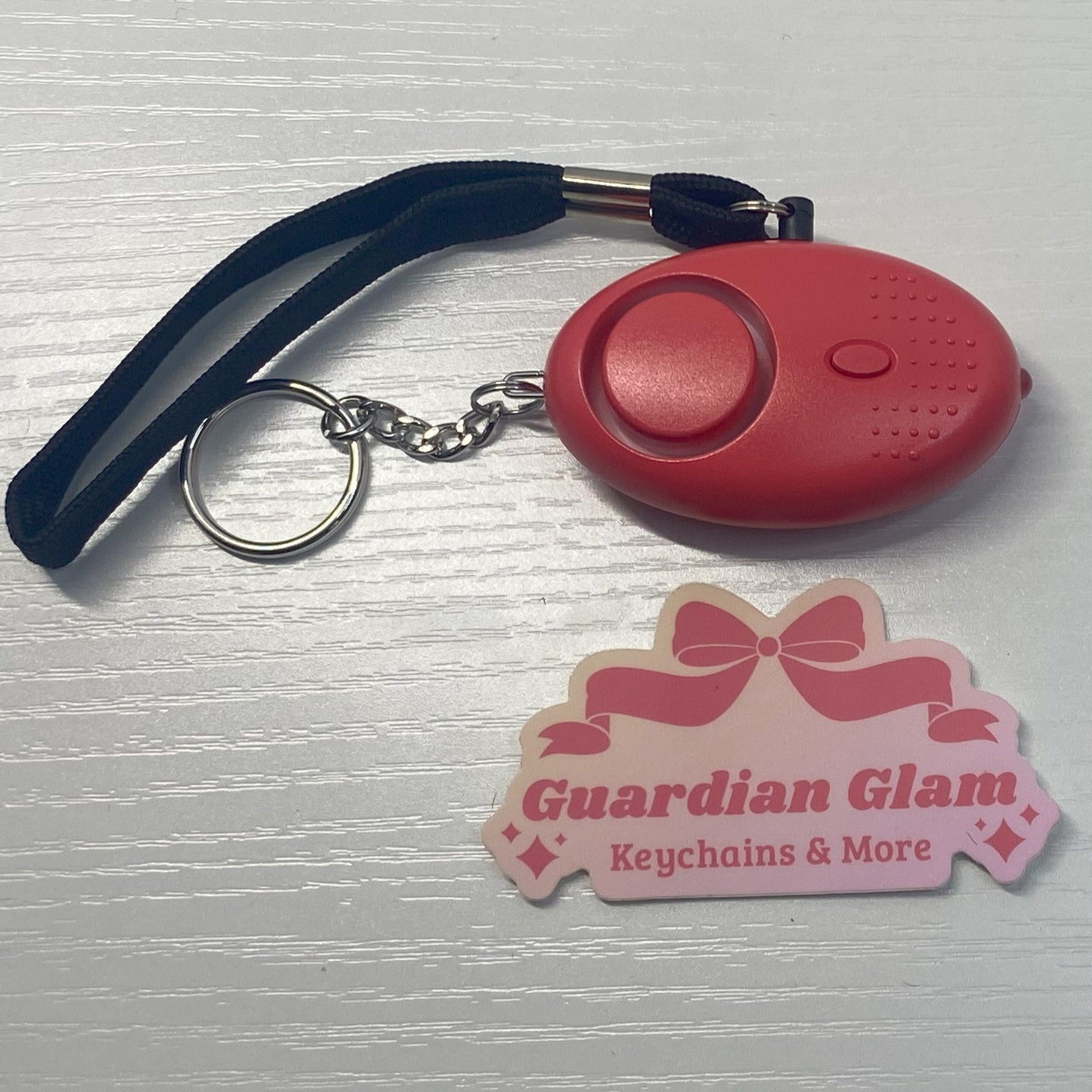 Red Flashlight Alarm Keychain