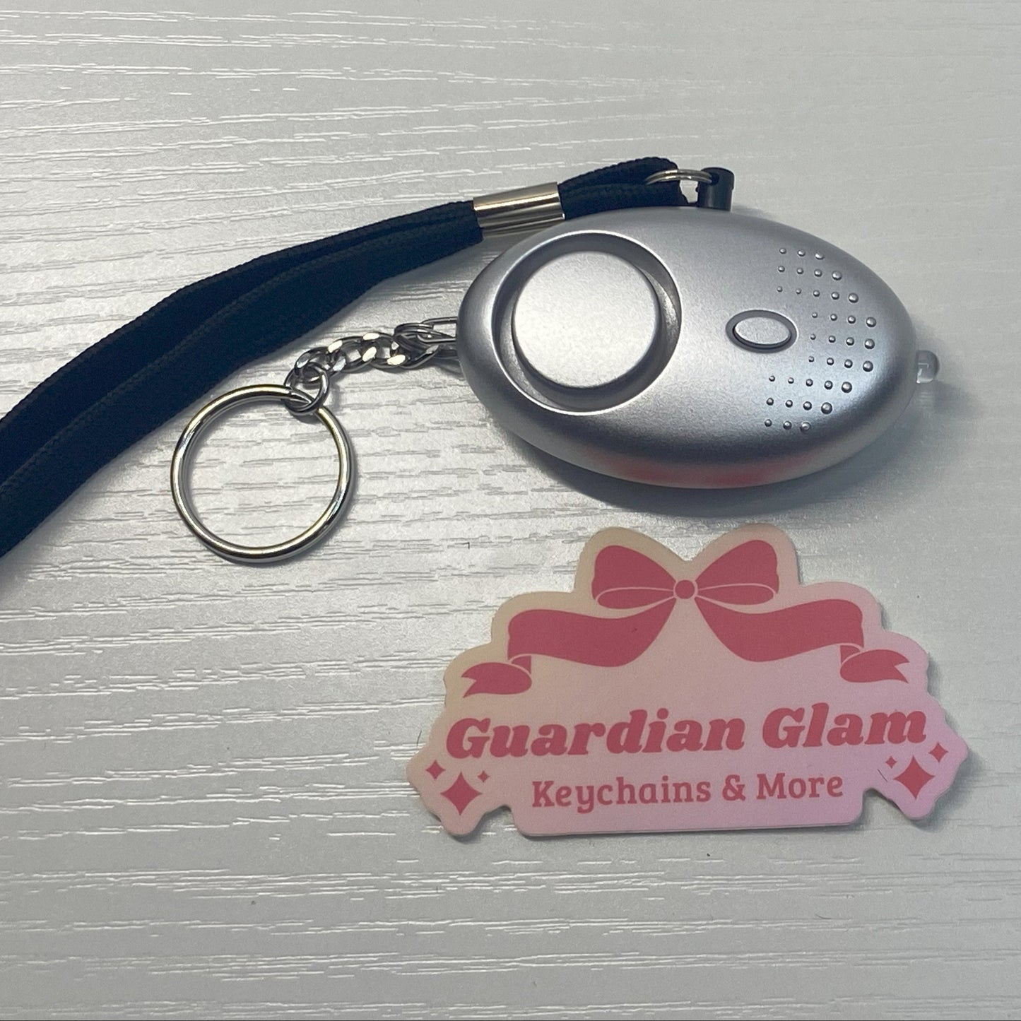 Sliver Flashlight Alarm Keychain 