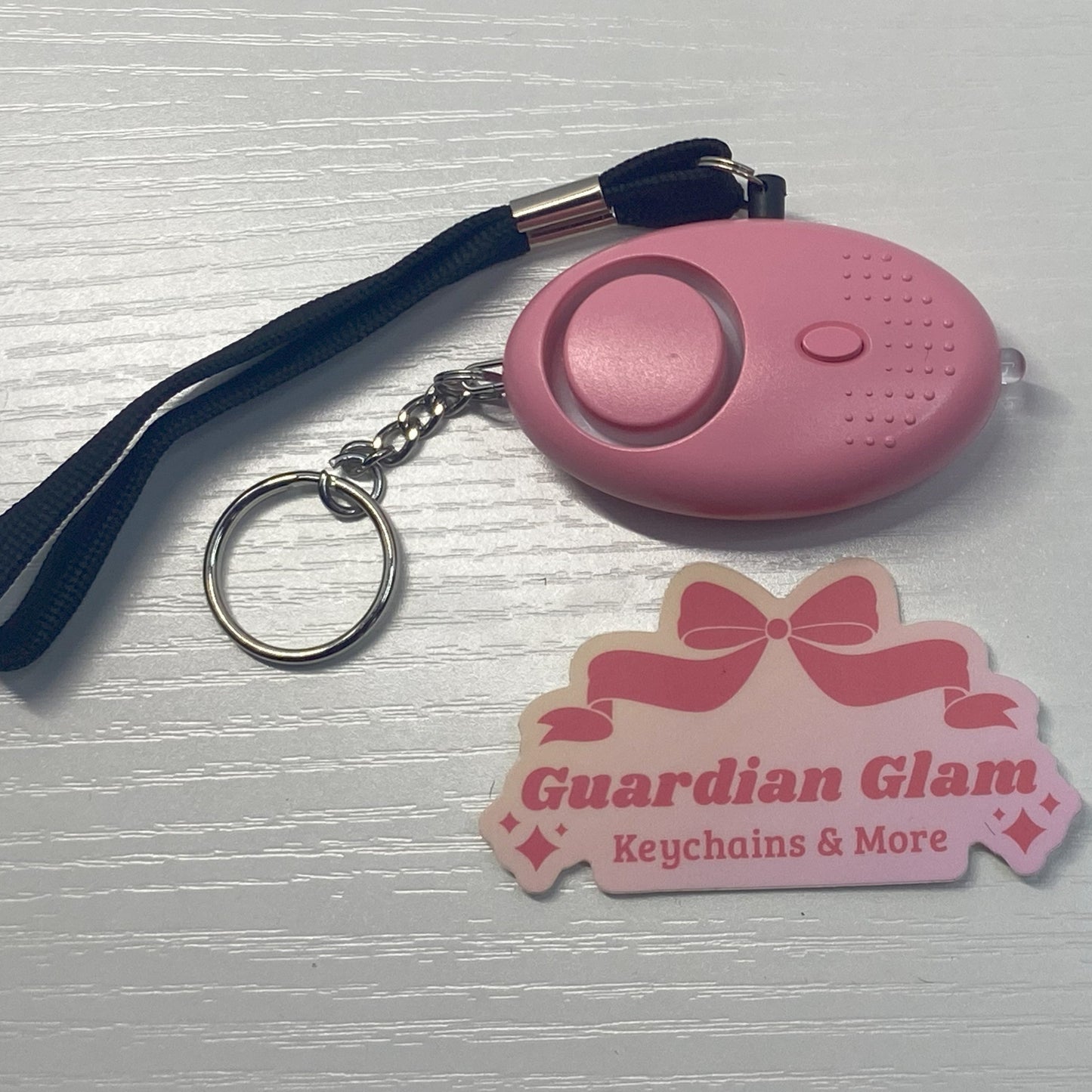 Light Pink Flashlight Alarm Keychain 